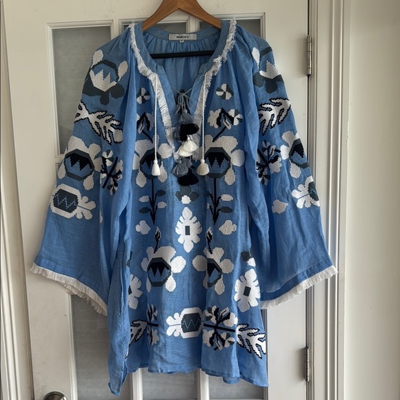 Eleven March 11 Dress 100% Linen XS 
Pullover Mini Boho Travel Pockets - Picture 14 of 14